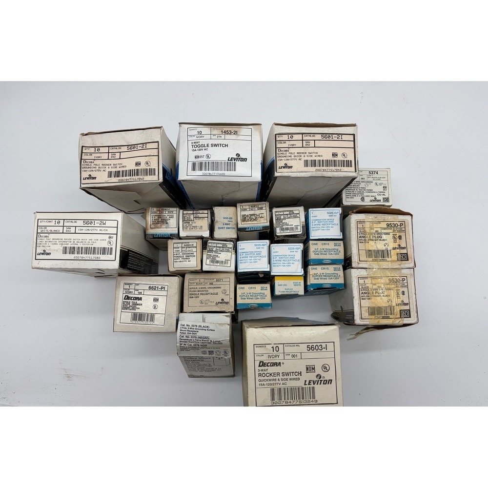 Lot of 25 Leviton Electrical Decora Rocker Toggle Switches Receptacles Dimmers